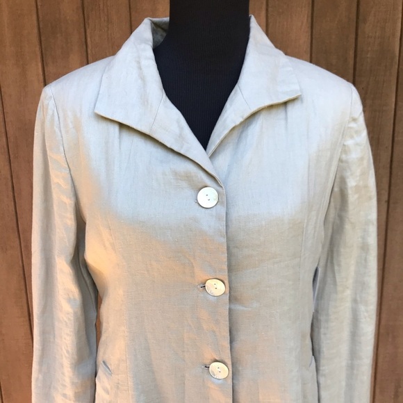 Three Islands Linen Jacket Tan Medium NWT $189 - Picture 4 of 10